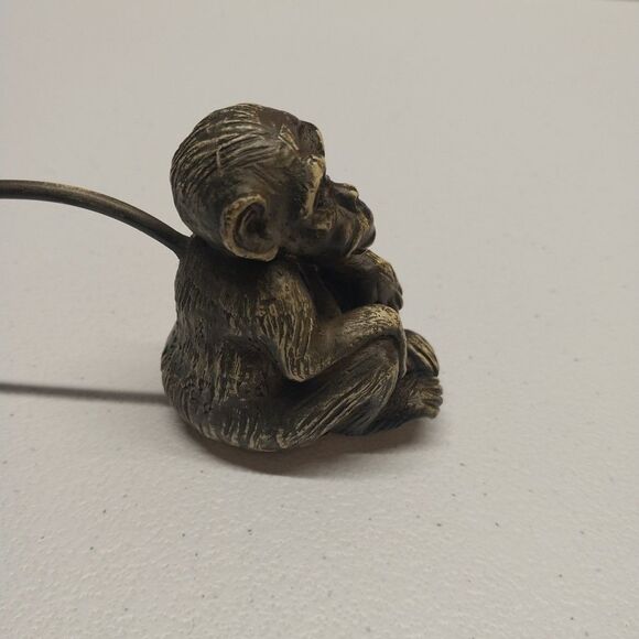 Vintage Monkey Chimpanzee Candle Snuffer Carved Resin & Wood Safari Decorative - Picture 5 of 9